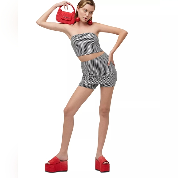 10. NWT SIMON MILLER CHECKERBOARD TUBE TOP & SKORT SET - Picture 1 of 7